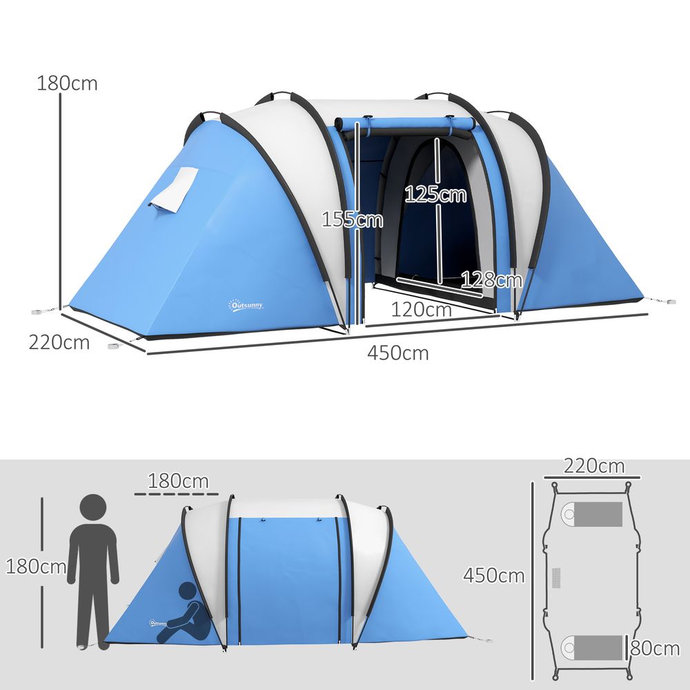 2 Bedroom Camping Tent with Living Area, 3000mm Waterproof