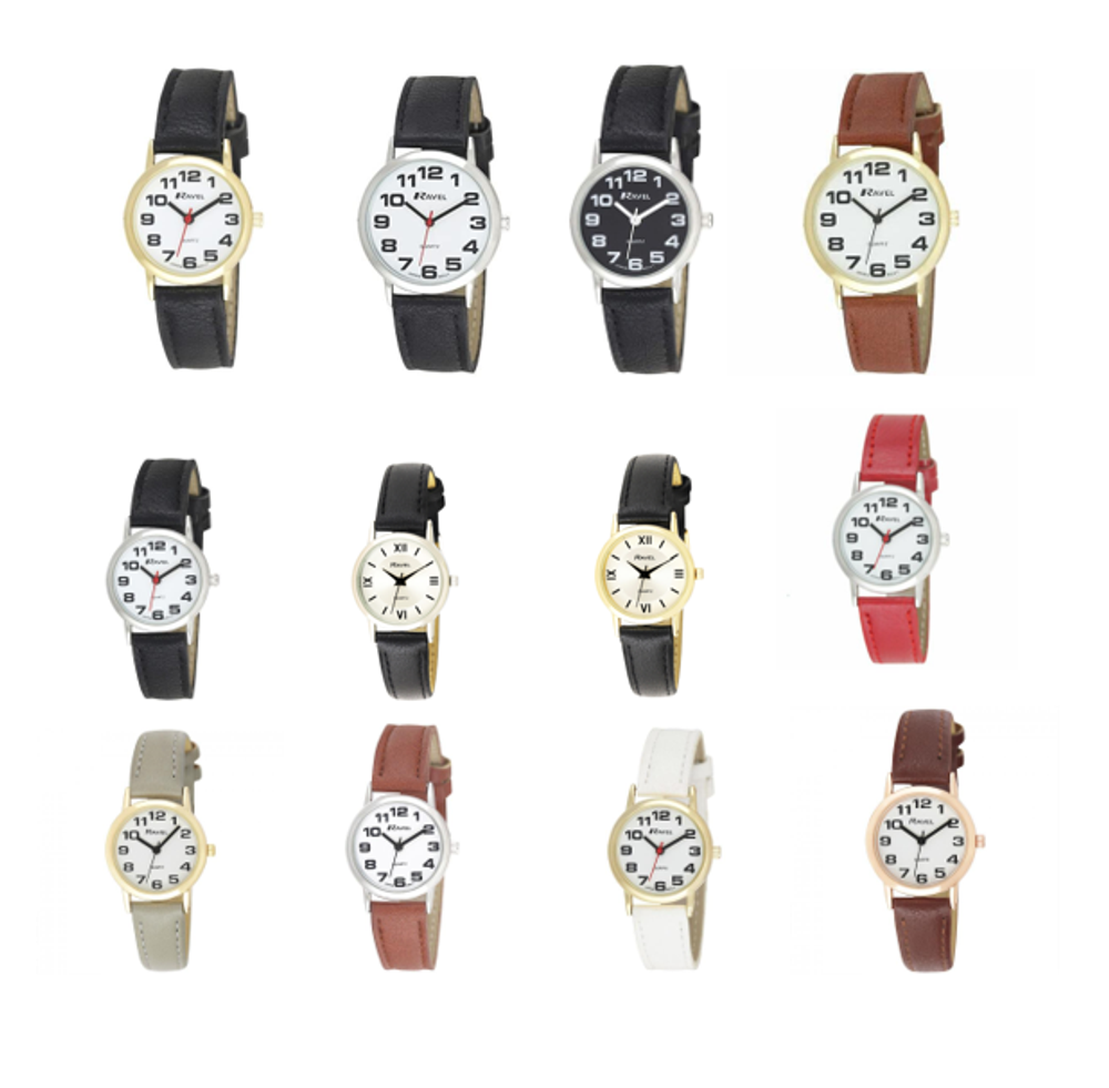 Ladies Classic Faux Leather Strap Watch - Multiple Colors Available