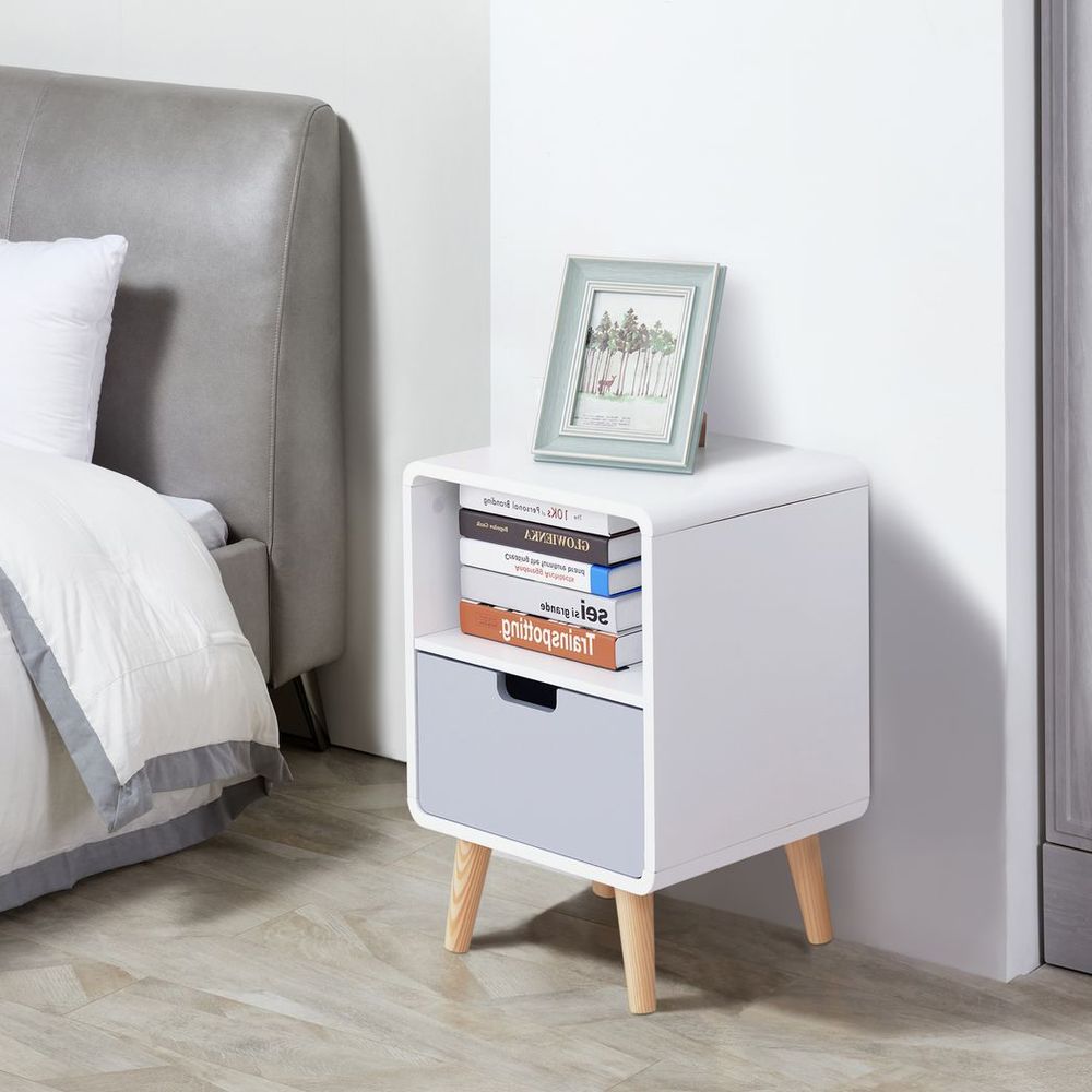 Scandi Nordic Style Bedside Table With Drawer: Classic, Sturdy, Extra Storage - for any Bedroom!