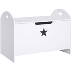 Kids Wooden Toy Box Organizer Children's Toy Storage with Lid Safety Hinge Side Handle Playroom Furniture White