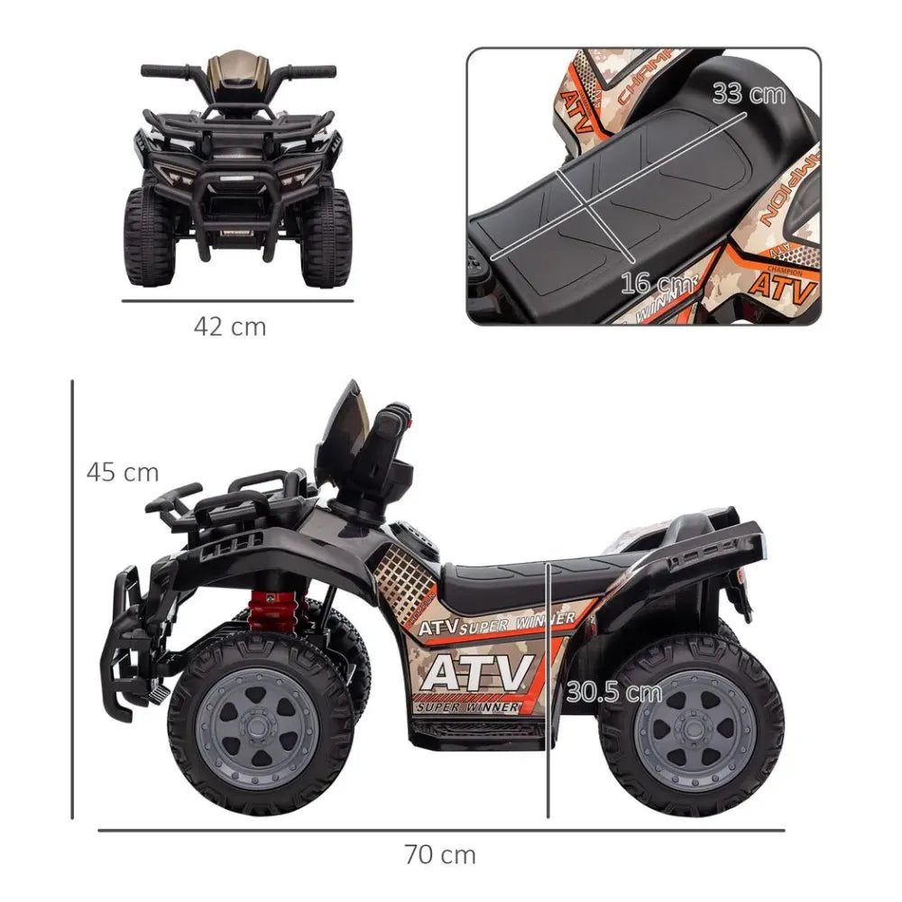 Electric Kids ATV Car with Music - Safe and Fun for 18-36 months - Black