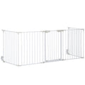 5-Panel Dog Playpen | Pet Gate | Indoor Stair Barrier | Walk Through Door | White