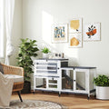 2 Tier Rabbit Hutch with Run, Wheels, 2 Openable Top, 3 Plastic Trays