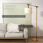 Floor Lamp: 350° Rotating Lampshade, LED Bulb, Brown - Professional Quality