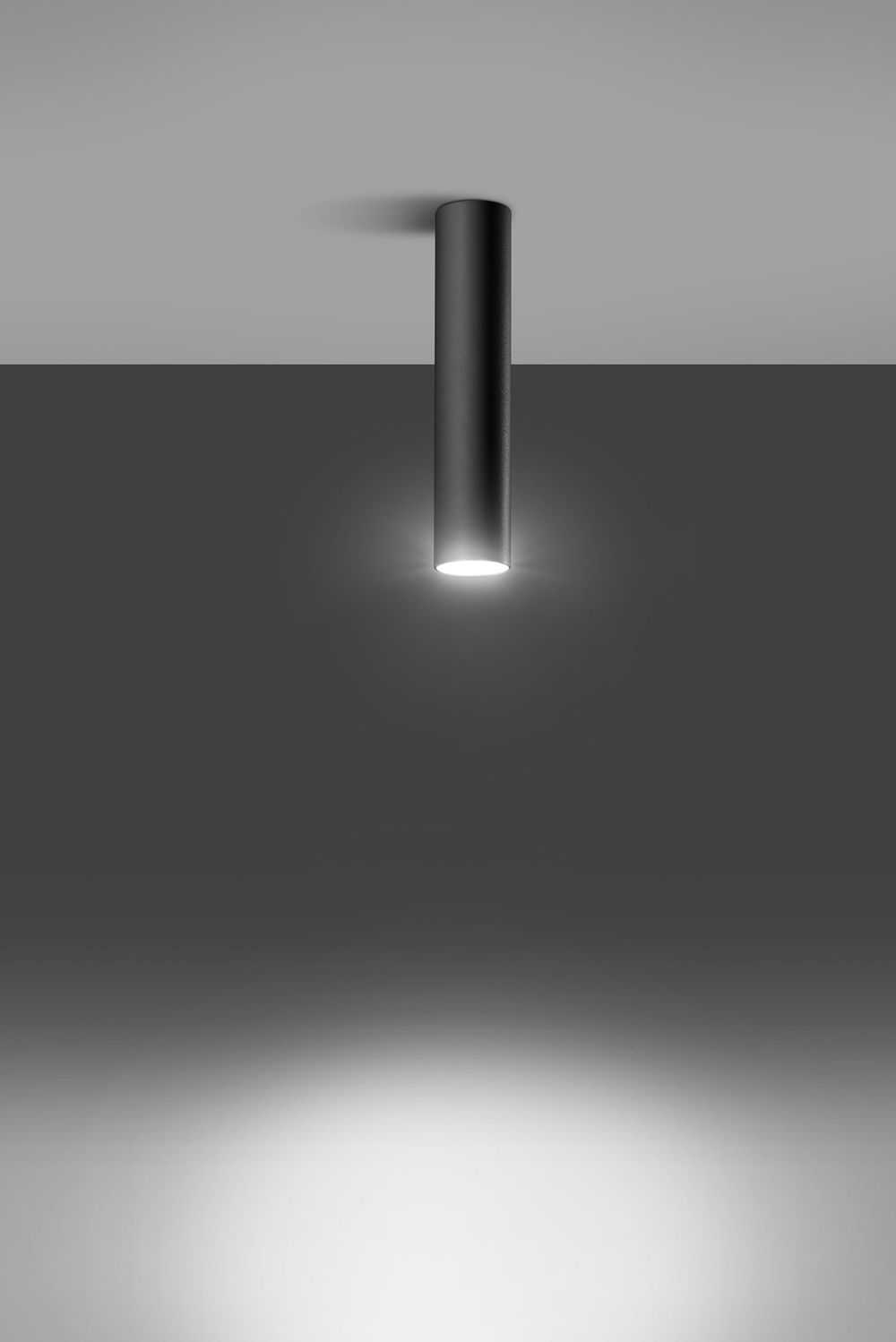 Black Round Tube Ceiling Lamp - Modern Loft Design, LED GU10
