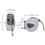 Retractable Air Hose Reel 15m+140cm (Hose Diameter 3/8" 9.5mm), Hose Connector 1/4" BSP, Wall Mount Auto Rewind Hose-Reel