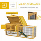 Rabbit Hutch Pet House Outdoor Run Design w/ Water-Resistant Paint Ramp