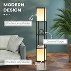 Shelf Floor Lamp with Dual Light, for Living Room, Bedroom, Black