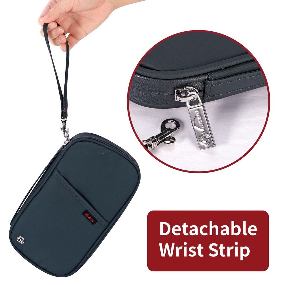 Deluxe Passport Holder - Grey - RFID Protected - Travel Organizer