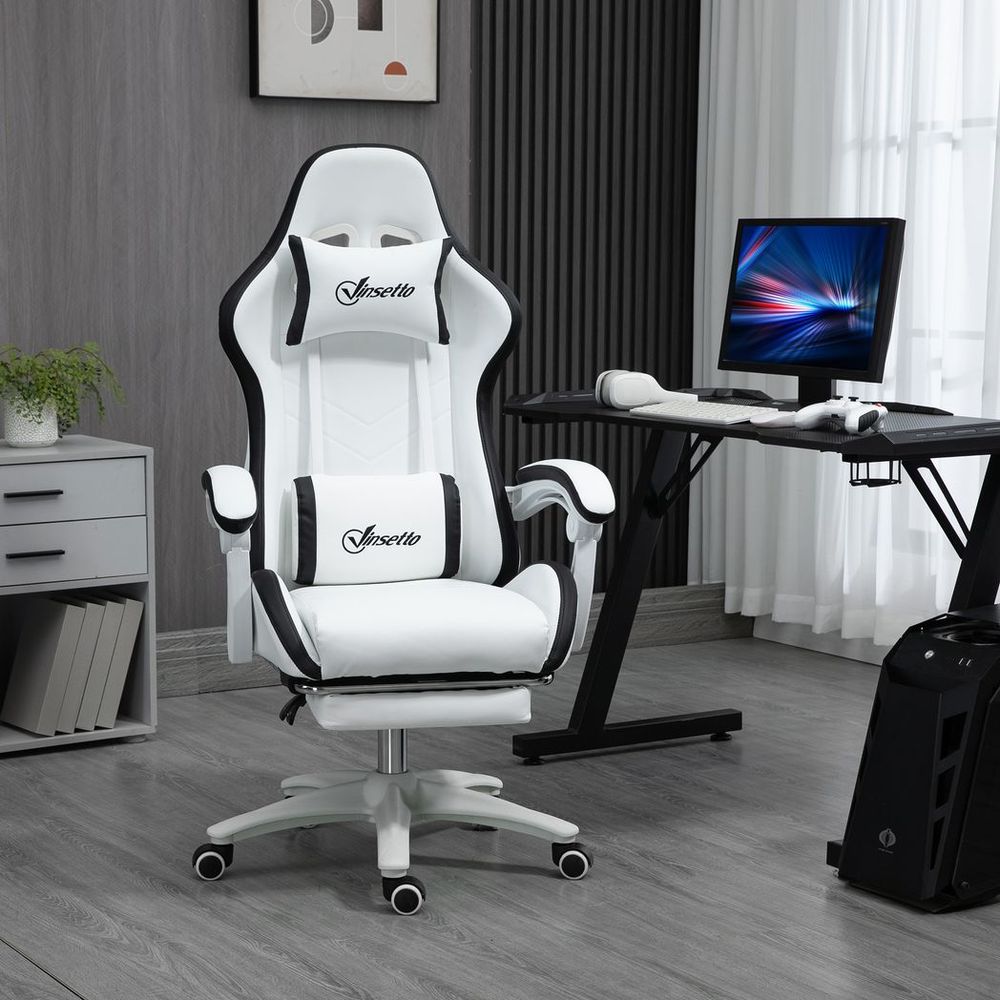 Racing Style Gaming Chair with Reclining Function Footrest, Black