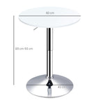 Adjustable Height Round Bar Table Swivel Top White - 60cm - Metal Frame