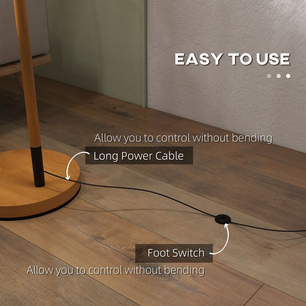 Floor Lamp: 350° Rotating Lampshade, LED Bulb, Brown - Professional Quality