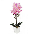 Realistic 50cm Pink Silver Phalaenopsis Orchid - Artificial Floral Decor