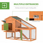 Wooden Chicken Coop with Run, Nesting Box, Slide-out Tray, Ramp