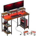 Computer Desk Reversible Home Office Desk with Storage Rustic Brown