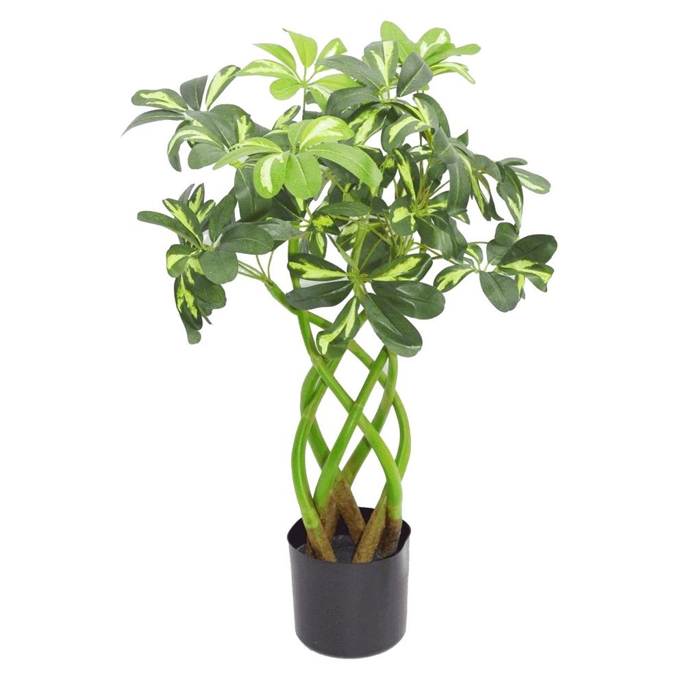 70cm Artificial Plant Bonsai Bush Twisted Stem Golden Capella with Arboricola Detail