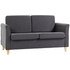 Double Seat Sofa Linen Upholstery Loveseat Couch w/ Armrests, Dark Grey