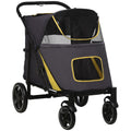 Foldable Dog Carriage w/ Universal Wheels, Shock Absorber - Grey