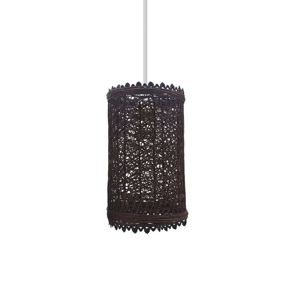 Retro Vintage Rattan Style Lampshade - Easy Fit, 1cm Hole, E27 Base - Barrel Cage Design - for Any Room