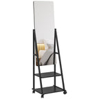 Movable Full Length Mirror with 2 Shelves - Adjustable, Full Body