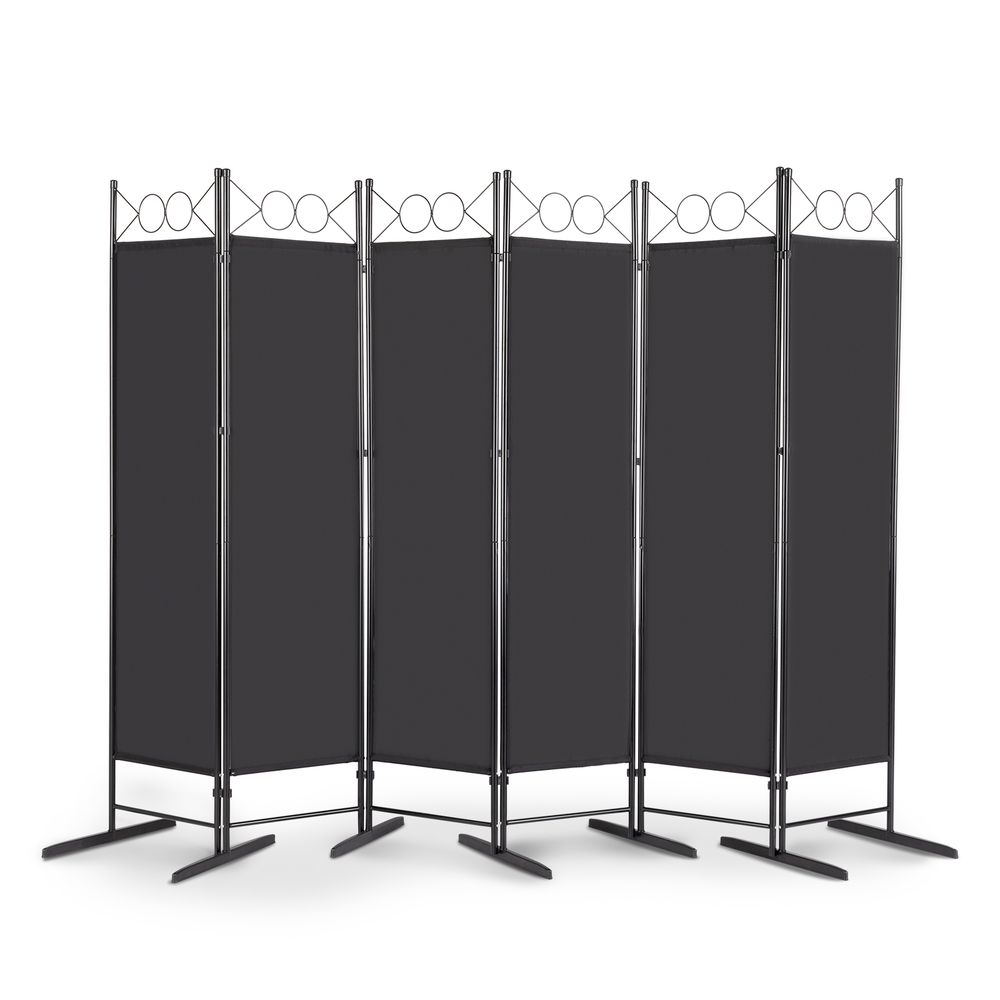 Steel Frame Folding Screen - Black, 6 Panels