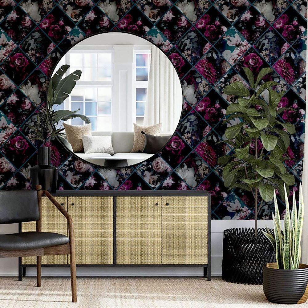 Exquisite Floral Collage - Plum & Teal