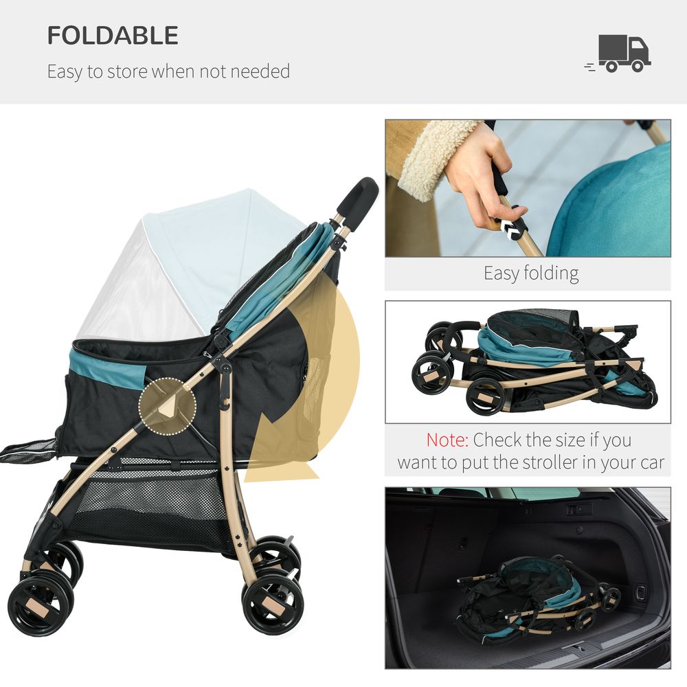 Pet Stroller - XS/S Dogs - Rain Cover - Dark Green