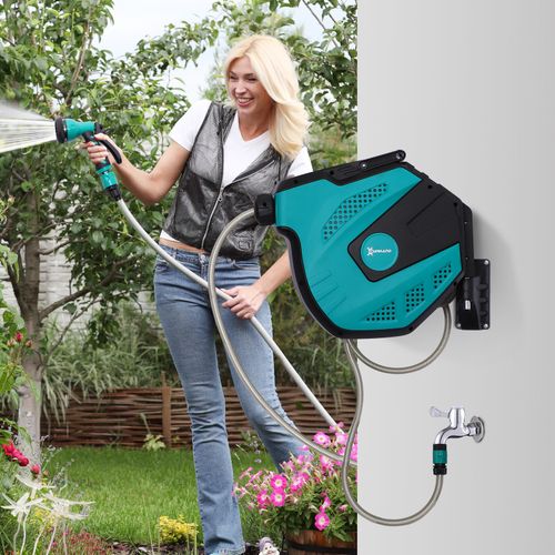 15 m Water Hose Reel-Black/Green
