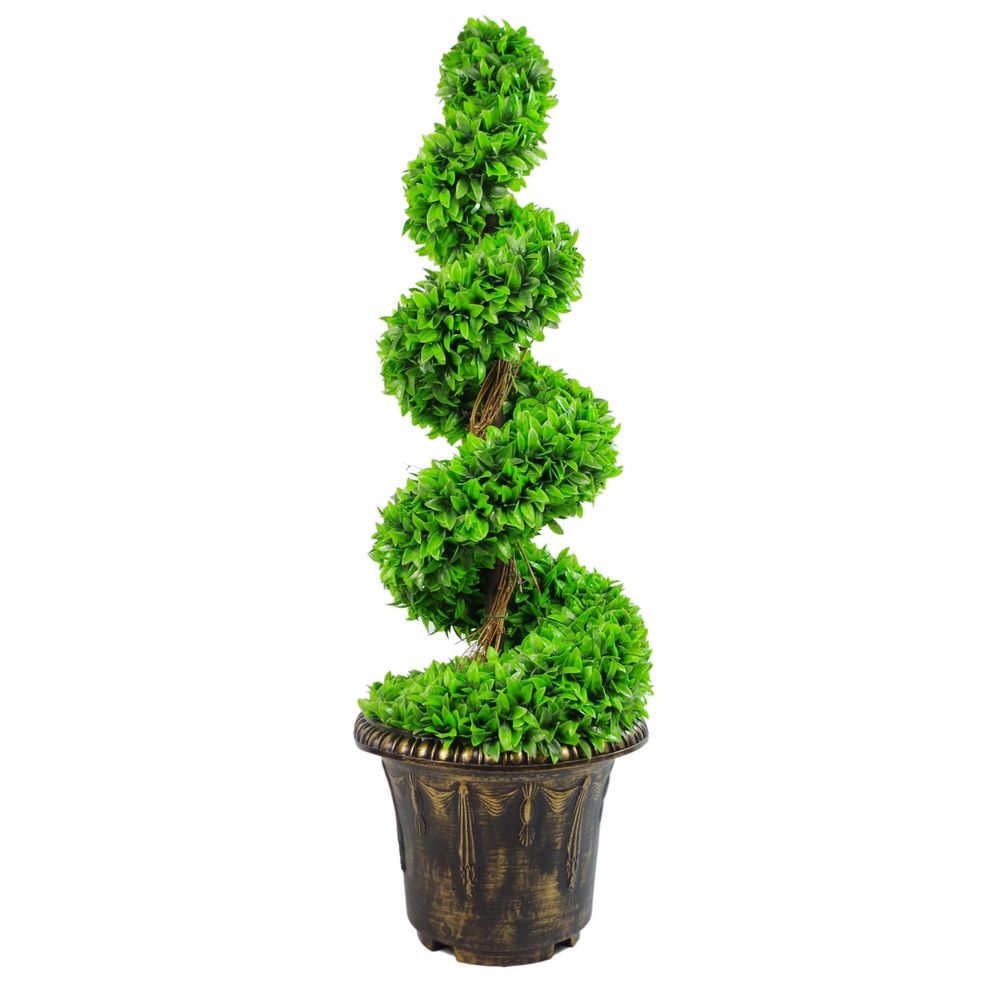 Green Boxwood Spiral Tree - 90cm - Decorative Planter - Indoor/Outdoor Use