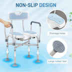 Padded Bath Chair with Slotted Seat and Adjustable Height, Light Blue