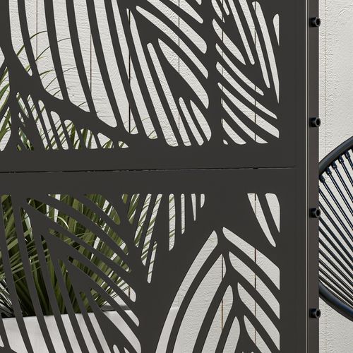 6.5FT Metal Outdoor Privacy Screen Panel with Stand, Leaf Style