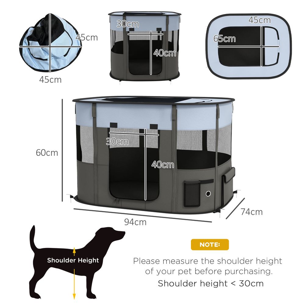 Portable Dog Pen - Puppies, Rabbits, Kittens, Guinea - Grey in Grey