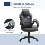 Executive Racing Swivel Gaming Office Chair PU Leather Computer Desk Chair Grey in Grey