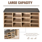 Multi-Storage Shoe Rack w/ 14 Compartments Cushion Moving Shelves Solid Frame Foot Pads Home Office Tidy Organisation Boots Trainers Brown