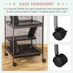 Small Animal Cage with Wheels Pet Home for Chinchillas Ferrets Kittens, with Hammock, 4 Platforms, Removable Tray, Grey