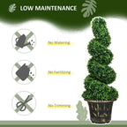 Set of 2 Potted Artificial Plants, Topiary Spiral Boxwood Trees, 90cm