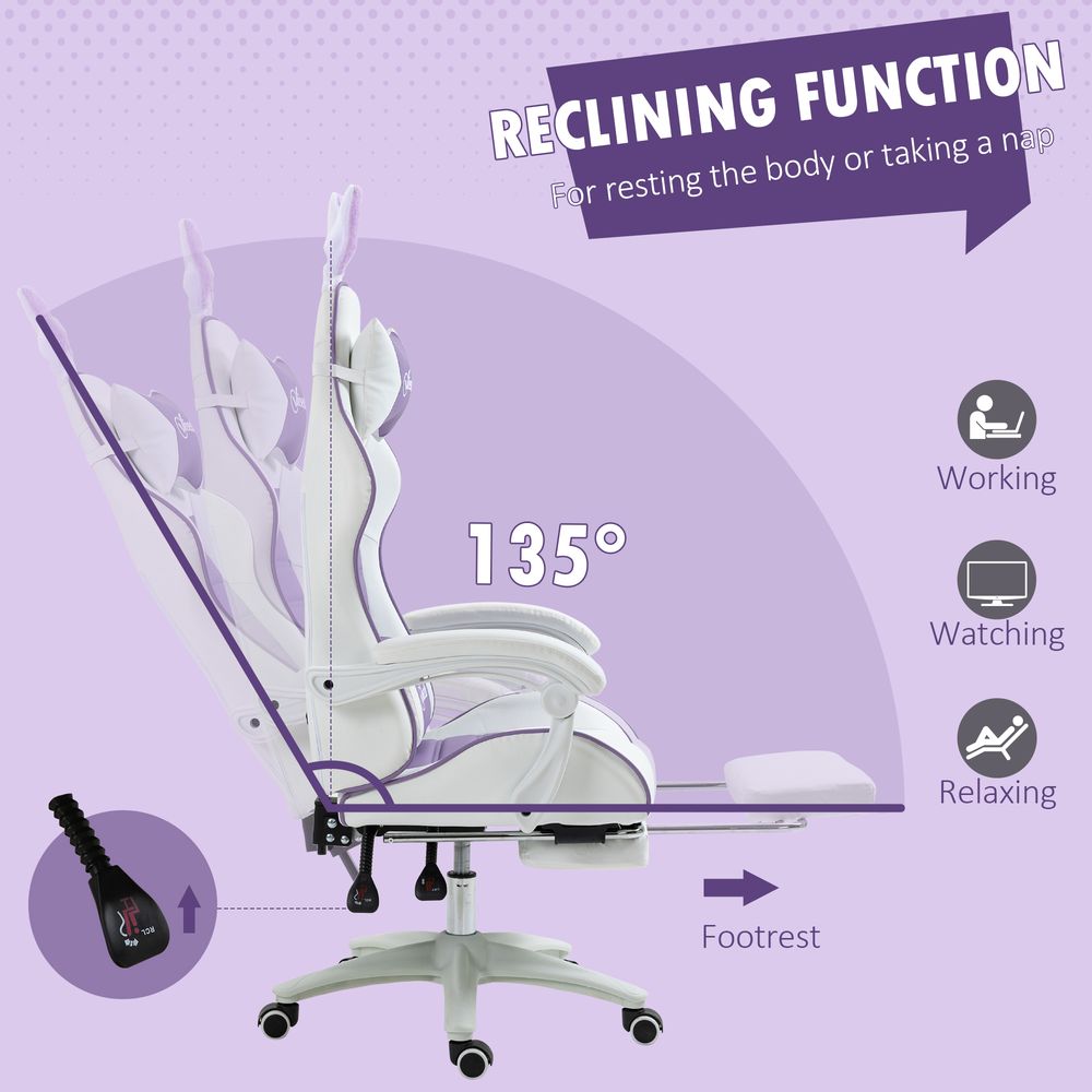 Gaming Chair - Footrest - Rabbit Ears - Purple