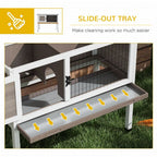 Large Elevated Rabbit Hutch w/ Asphalt Roof & Tray: Outdoor/Indoor Wood Shelter for Small Animals
