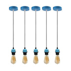 5 Pack Industrial Pendant Light Fitting, Lampshade Addable E27 Lamp Holder Light
