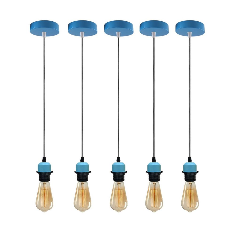 5 Pack Industrial Pendant Light Fitting, Lampshade Addable E27 Lamp Holder Light