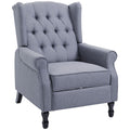 Luxury Recliner Armchair - Fabric Reclining Chair w/ Footrest - Light Grey - Free Shipping