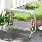 3 Seater Garden Bench Cushion Outdoor Seat Pad w/ Ties Light Grey