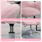 Fluffy Pink Leisure Chair w/ Backrest & Armrest for Bedroom
