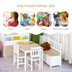 4-Piece Kids Wood Table Set w/ Storage