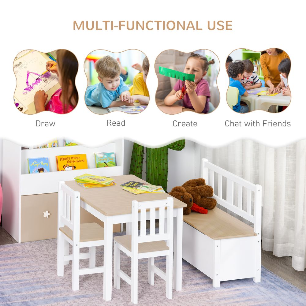 4-Piece Kids Wood Table Set w/ Storage