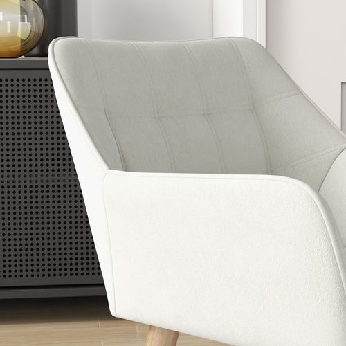 Velvet-Feel Accent Chair with Arms Slanted Back Wood Legs