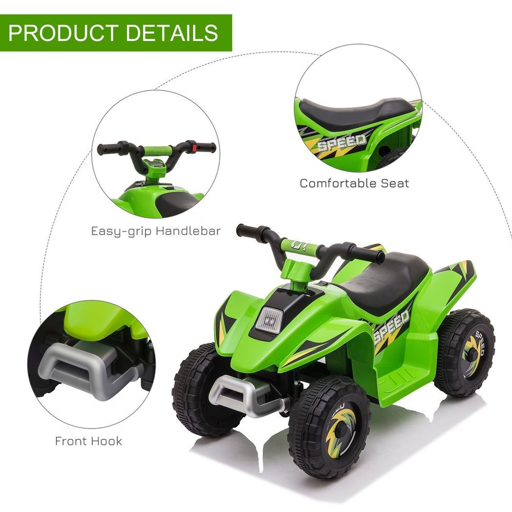 6V Kids Electric Ride on Car - Big Wheels, Green, 18-36 Months