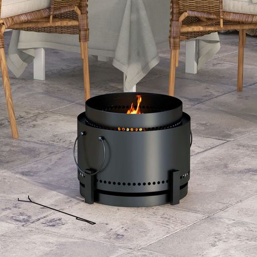 37cm Smokeless Wood Burning Firepit Metal Fire Pit, Black