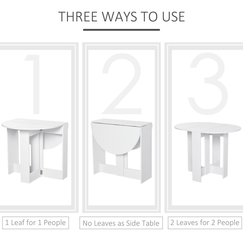 Folding Dining Table, Space-saving Drop Leaf Table for Small Space, Kitchen, Dining Room, White