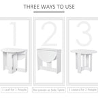 Folding Dining Table, Space-saving Drop Leaf Table for Small Space, Kitchen, Dining Room, White